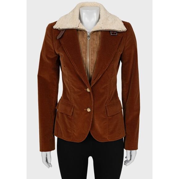 Dolce & Gabbana Brown Corduroy Jacket Detachable Fur Sz.42/M - Picture 1 of 4